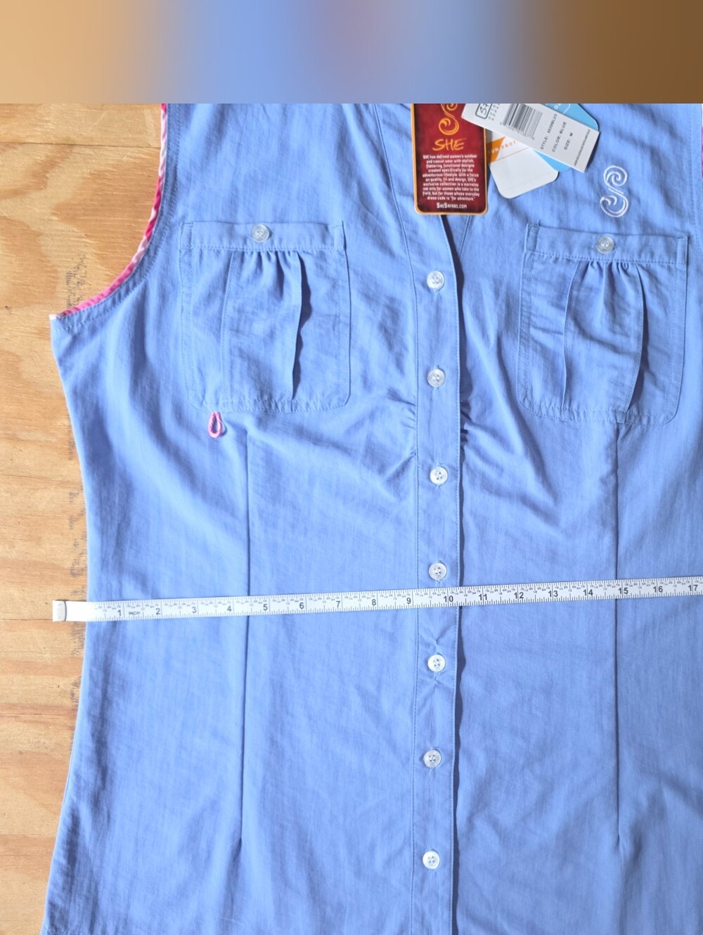 SHE outdoor Sleeveless Blue Button-Front Women's Top #TK48 - Picture 8 of 16